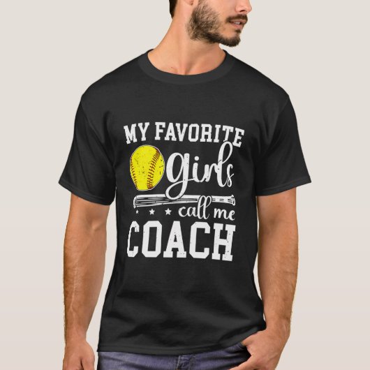 Favoriete Meisjes Noem me Softbal Coach Softbal Co T-shirt (Voorkant)