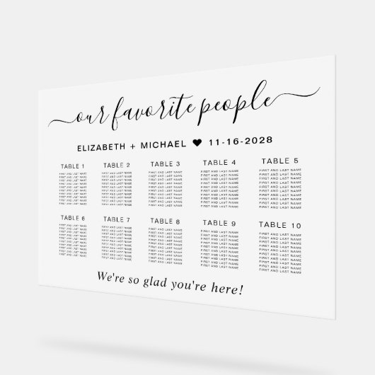 Favoriete Mensen 10 Tafel Bruiloft Zitplaatsen Fro Acryl Bord (Hoek)