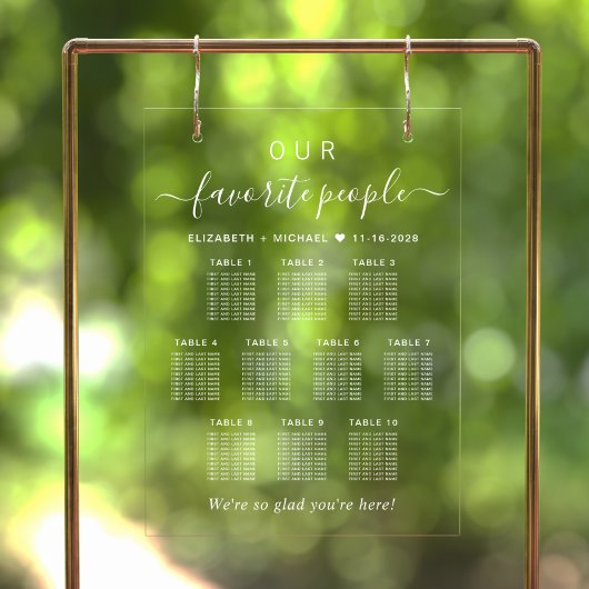 Favoriete Mensen 10 Tafel Bruiloft Zitplaatsen Wis Acryl Bord