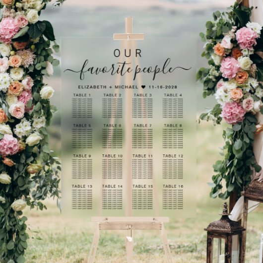 Favoriete Mensen 16 Tafel Bruiloft Zitplaatsen Acryl Bord