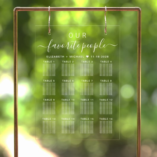 Favoriete Mensen 16 Tafel Bruiloft Zitplaatsen Wis Acryl Bord