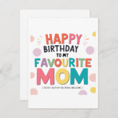 Favoriete moeder verjaardag Kaart (Voorkant / Achterkant)