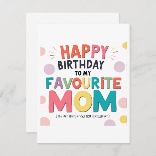 Favoriete moeder verjaardag Kaart (Voorkant / Achterkant)