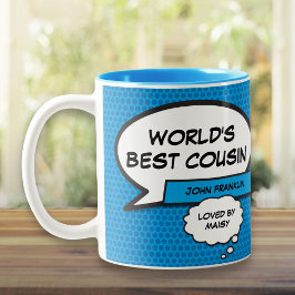 Favoriete neef leuk stripboek blauw tweekleurige koffiemok