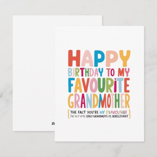 Favoriete oma verjaardag Kaart (Voorkant / Achterkant)