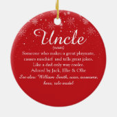 Favoriete oom definitie foto sneeuwvlokken script keramisch ornament (Achterkant)