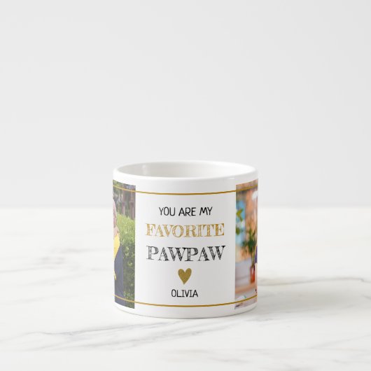 Favoriete PawPaw Opa 2 Foto gepersonaliseerd Espresso Kop (Voorkant)