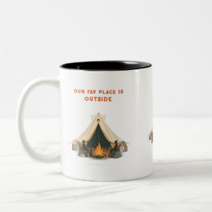 Favoriete plek is buiten Trail-ochtend Familie Avo Tweekleurige Koffiemok