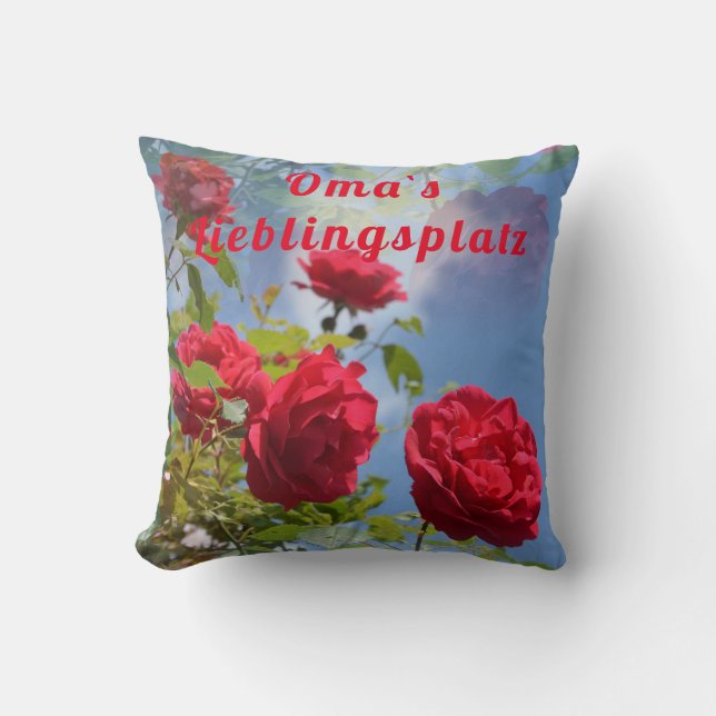 Favoriete plek met rode rozen kussen (Voorkant)