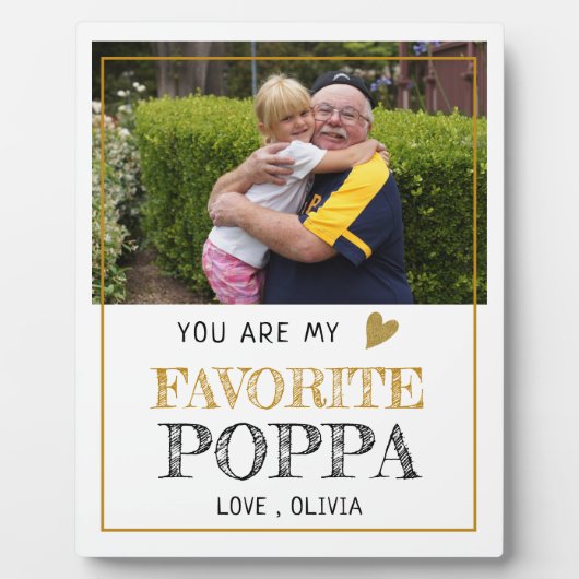 Favoriete Poppa Grandpa Grandchild Custom Photo Fotoplaat (Voorkant)