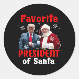 Favoriete President van Santa Christmas Proud Trum Ronde Sticker