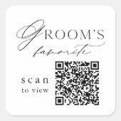 Favoriete QR-code bruidegom trouwdrank Vierkante Sticker (Voorkant)