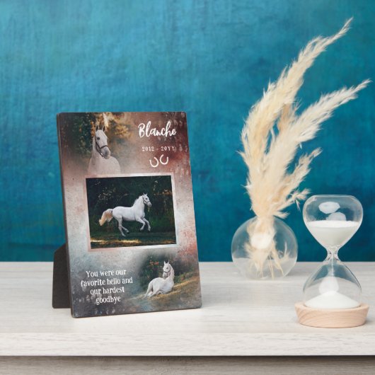 Favoriete Roest & Marine Hello Horse Foto-herdenki Fotoplaat (Zijkant)