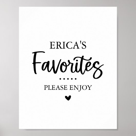 Favoriete snoepjes en lekkernijen Favoriete tafelt Poster (Voorkant)