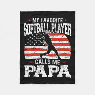 Favoriete Softbalspeler noemt me papa Funny Father Fleece Deken