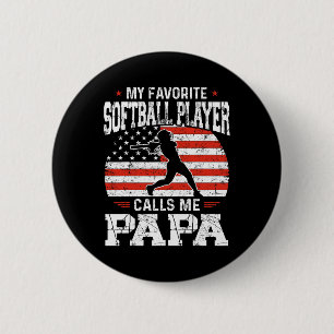 Favoriete Softbalspeler noemt me papa Funny Father Ronde Button 5,7 Cm