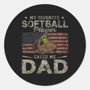 Favoriete softbalspeler noemt me papa Vaderdag Ronde Sticker