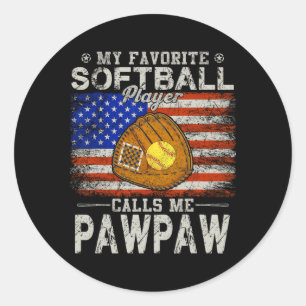 Favoriete softbalspeler noemt me Pawpaw Softball Ronde Sticker