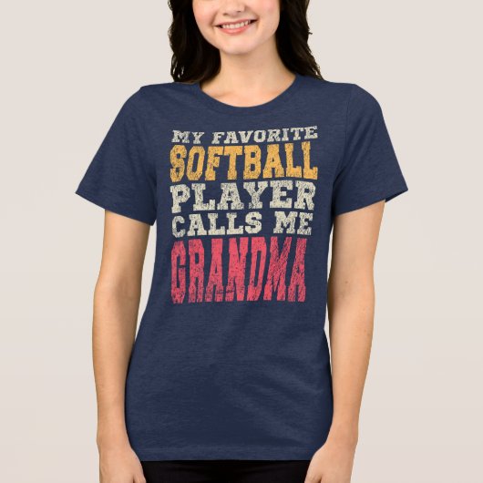 Favoriete Softbalspeler Oma Typografie Tri-Blend Shirt (Voorkant)