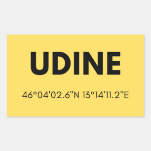 Favoriete stad Udine Italië Skyline Coordinates Rechthoekige Sticker