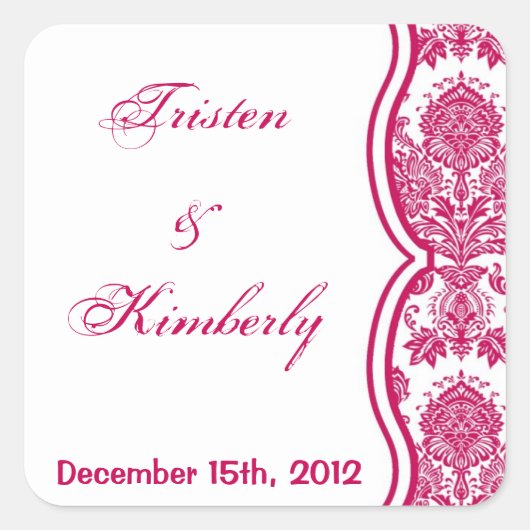 Favoriete Stickers Fusia Wit Damask Lace Print Pat (Voorkant)