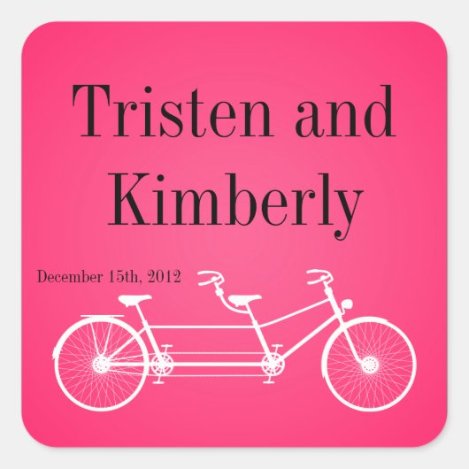 Favoriete Stickers Whimsical Pink Double Bike Bicy (Voorkant)