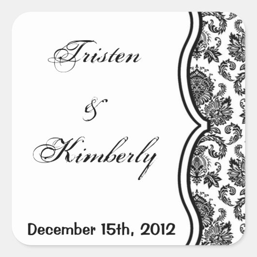 Favoriete Stickers Zwart Wit Damast Kant Print Pat (Voorkant)