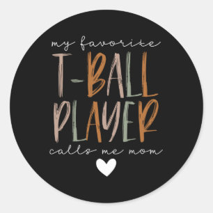 Favoriete T-ball speler Noem me Moeder Honkbal Ronde Sticker