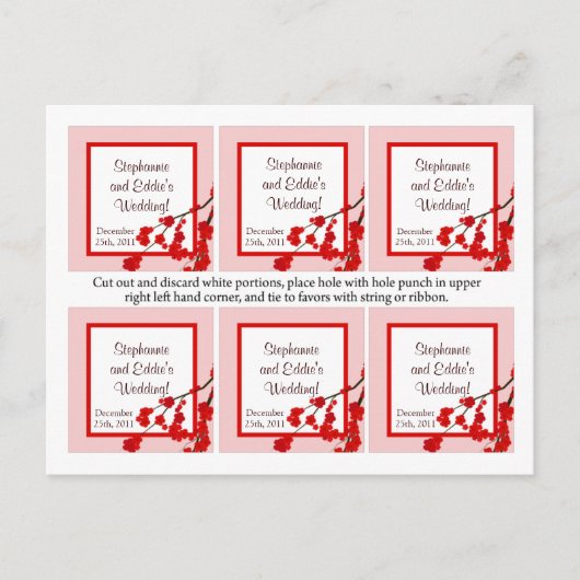 Favoriete Tags Rode Kersenbloesem Briefkaart (Voorkant)