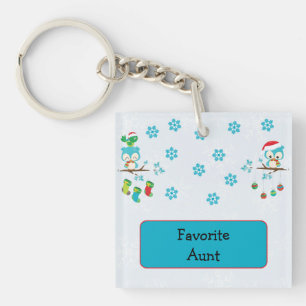 Favoriete tante Snowflake Owls Sleutelhanger