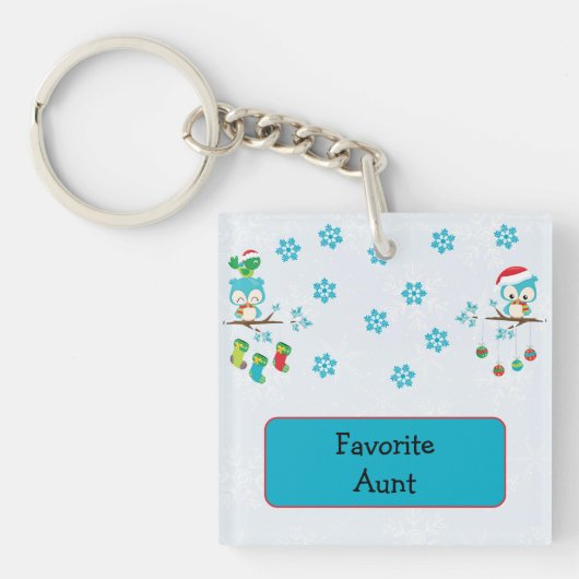 Favoriete tante Snowflake Owls Sleutelhanger (Voorkant)