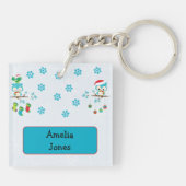 Favoriete tante Snowflake Owls Sleutelhanger (Achterkant)