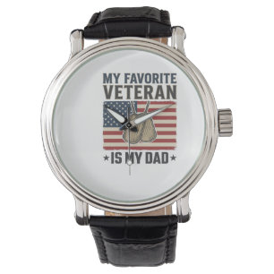 Favoriete Vader Veteraan Patriottische Hond Tags O Horloge