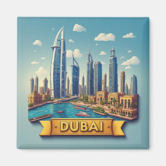 🧲 Favoriete vakantiebestemming Dubai Herinnering Magneet (Voorkant)