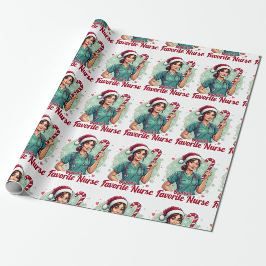Favoriete verpleegster voor de kerstman cadeaupapier (Uitgerold)