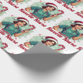 Favoriete verpleegster voor de kerstman cadeaupapier (Hoek)