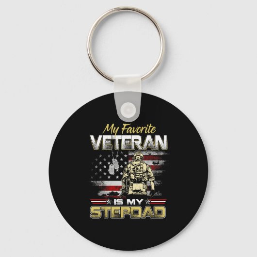Favoriete veteraan is stiefvader vlag vaders veter sleutelhanger (Voorkant)