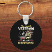 Favoriete veteraan is stiefvader vlag vaders veter sleutelhanger (Voorkant)
