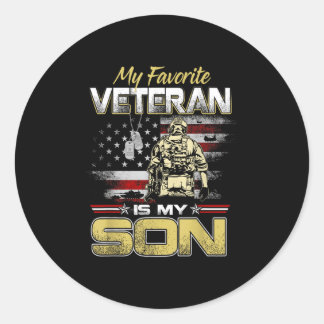 Favoriete veteraan is zoon veterans day patriottis ronde sticker