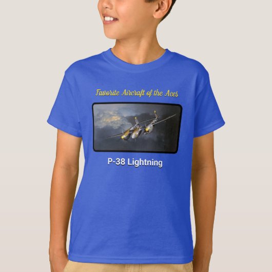 Favoriete Vliegtuig van de Aces P-38 Lightning T-shirt (Voorkant)