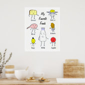 Favoriete voedingsmiddelen  keukenkunst poster (Keuken)