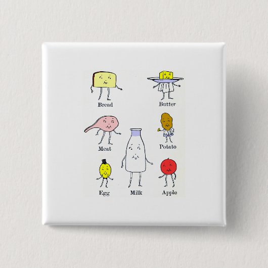 Favoriete voedingsmiddelen  keukenkunst vierkante button 5,1 cm (Voorkant)