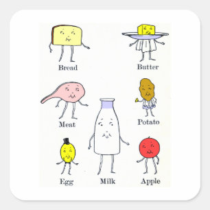 Favoriete voedingsmiddelen  keukenkunst vierkante sticker