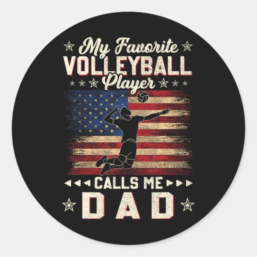 Favoriete volleybalspeler noemt me papa USA vlag Ronde Sticker (Voorkant)