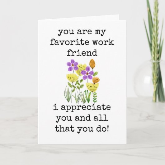 Favoriete werk vriend, collega waardering Kaart (Voorkant)