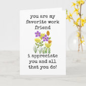 Favoriete werk vriend, collega waardering Kaart (Gele Bloem)