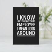 Favoriete werknemer grappig werk en baan citeert w bedankkaart (Staand voorkant)