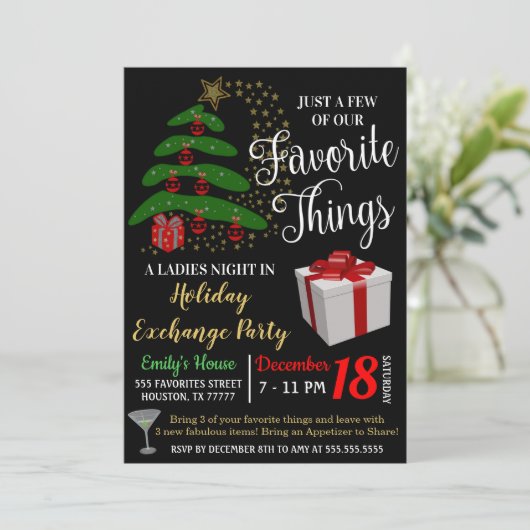 Favoriete zaken Uitnodiging tot uitwisseling cadea (Staand voorkant)