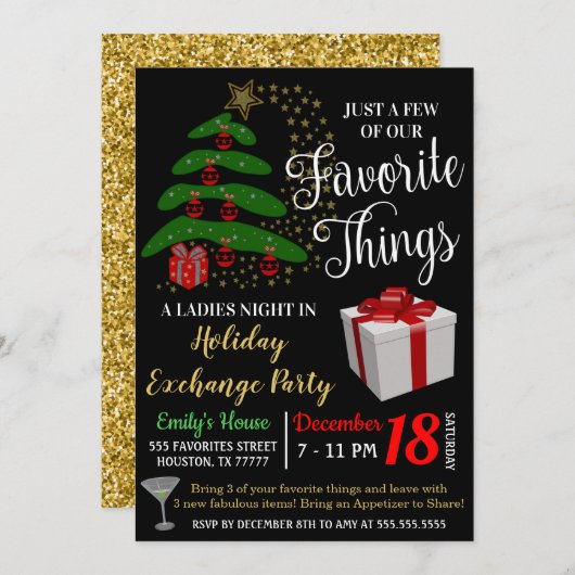 Favoriete zaken Uitnodiging tot uitwisseling cadea (Voorkant / Achterkant)