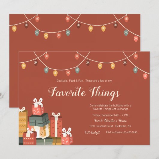 Favoriete zaken Uitnodiging tot uitwisseling cadea (Voorkant / Achterkant)